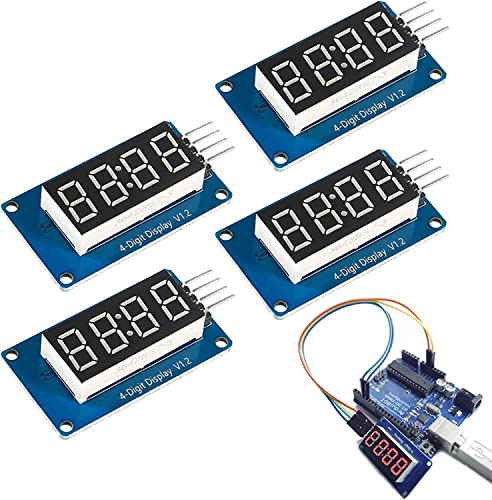 DUBEUYEW Display Modul TM1637 0.36'' 4-Zeichen 7 Segment 4 Bits rote Digitalröhre für Arduino Driver Board (4PCS) von DUBEUYEW