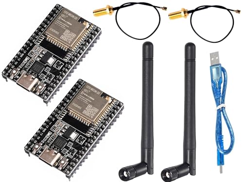 DUBEUYEW ESP32-DevKitC core Board Typ C ESP32 Entwicklungsboard ESP32-WROOM-32U für Arduino mit Antenne und Kabel (2 Stück) von DUBEUYEW