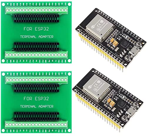 DUBEUYEW ESP32S ESP32 Entwicklungsplatine 2,4 GHz Dual-Mode WiFi + Bluetooth Dual Cores Mikrocontroller Prozessor, mit zwei Breakout Board (38-polige Kombinationssets, 2 Stück) von DUBEUYEW