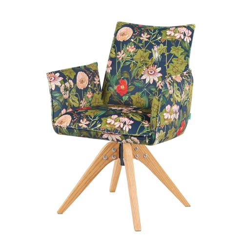 DUBI Möbel® Esszimmerstuhl Mika-Emil | Exklusives Blumen-Design | 360° drehbar, massives Eichenholzgestell | Premium-Verarbeitung | Sitzschale mit Allen DUBI Gestellen kombinierbar von DUBI Möbel