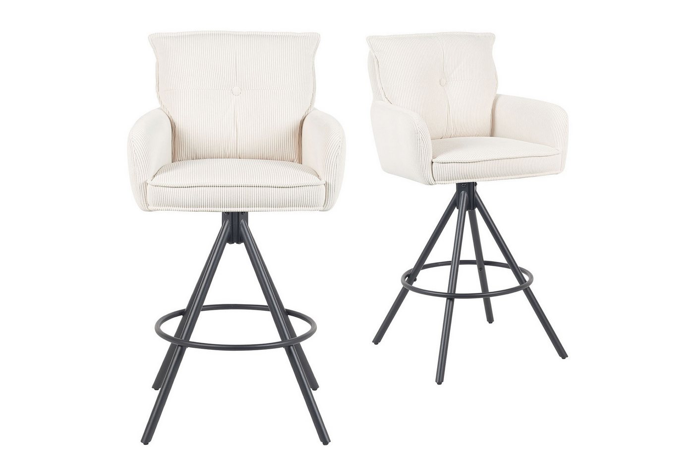 DUBI Möbel Barhocker Kira 2er-Set, Chrom, 360° drehbar, höhenverstellbar im 2er-Set von DUBI Möbel