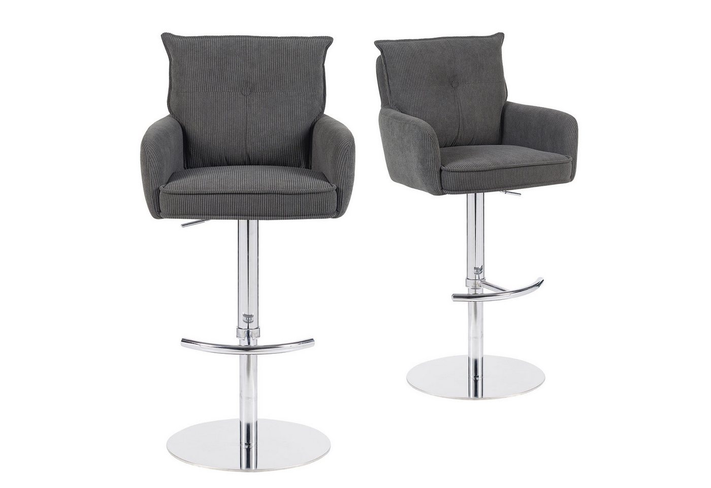 DUBI Möbel Barhocker Kira 2er-Set, Chrom, 360° drehbar, höhenverstellbar im 2er-Set DUBI Möbel Barhocker Kira 2er-Set, Chrom, 360° drehbar, höhenverstellbar im 2er-Set von DUBI Möbel