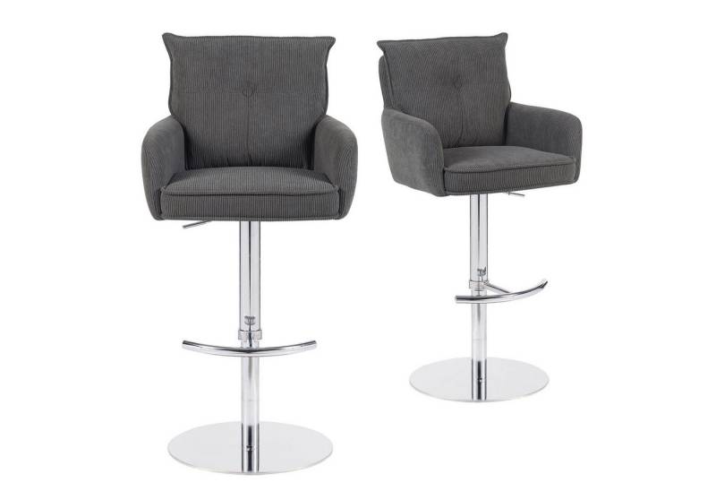 DUBI Möbel Barhocker Kira 2er-Set, Chrom, 360° drehbar, höhenverstellbar im 2er-Set von DUBI Möbel