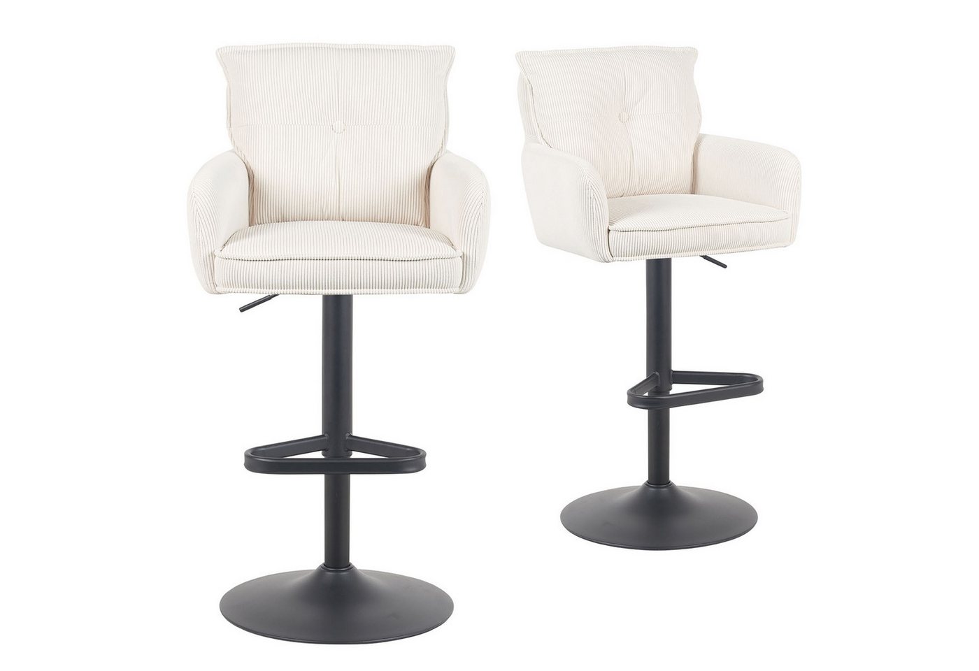 DUBI Möbel Barhocker Kira 2er-Set, Chrom, 360° drehbar, höhenverstellbar im 2er-Set von DUBI Möbel