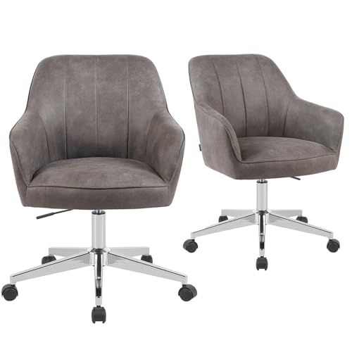 DUBI Möbel Bürostühle 2er Set, höhenverstellbar & 360° drehbar, ergonomisch gepolstert mit Taschenfederkern, Drehstuhl mit Armlehnen, Chromgestell mit Rollen, Lederoptik Taupe, Modell Mika-Lian DUBI Möbel Bürostühle 2er Set, höhenverstellbar & 360° drehbar, ergonomisch gepolstert mit Taschenfederkern, Drehstuhl mit Armlehnen, Chromgestell mit Rollen, Lederoptik Taupe, Modell Mika-Lian von DUBI Möbel