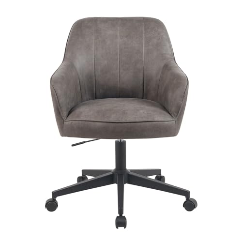 DUBI Möbel Bürostühle 2er Set, höhenverstellbar & 360° drehbar, ergonomisch gepolstert mit Taschenfederkern, Drehstuhl mit Armlehnen, Rollstuhl modern, Vintage Lederoptik Taupe, Modell Mika-Nika von DUBI Möbel