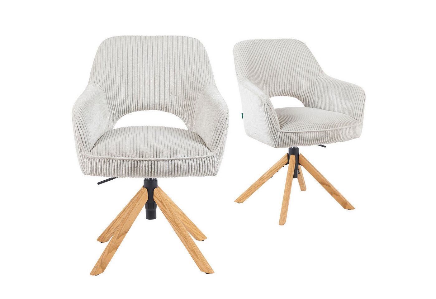 DUBI Möbel Drehstuhl Mika-Amia 2er-Set, Federkern, Eiche geölt, 360° drehbar & höhenverstellbar im 2er-Set von DUBI Möbel