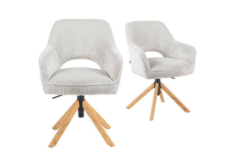 DUBI Möbel Drehstuhl Mika-Amia 2er-Set, Federkern, Eiche geölt, 360° drehbar & höhenverstellbar im 2er-Set von DUBI Möbel