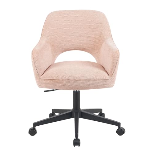 DUBI Möbel Bürostuhl Mika-Ilvy, Rosa, Gestell mit Rollen 360° drehbar, höhenverstellbar, pulverbeschichtet Matt-Schwarz von DUBI Möbel