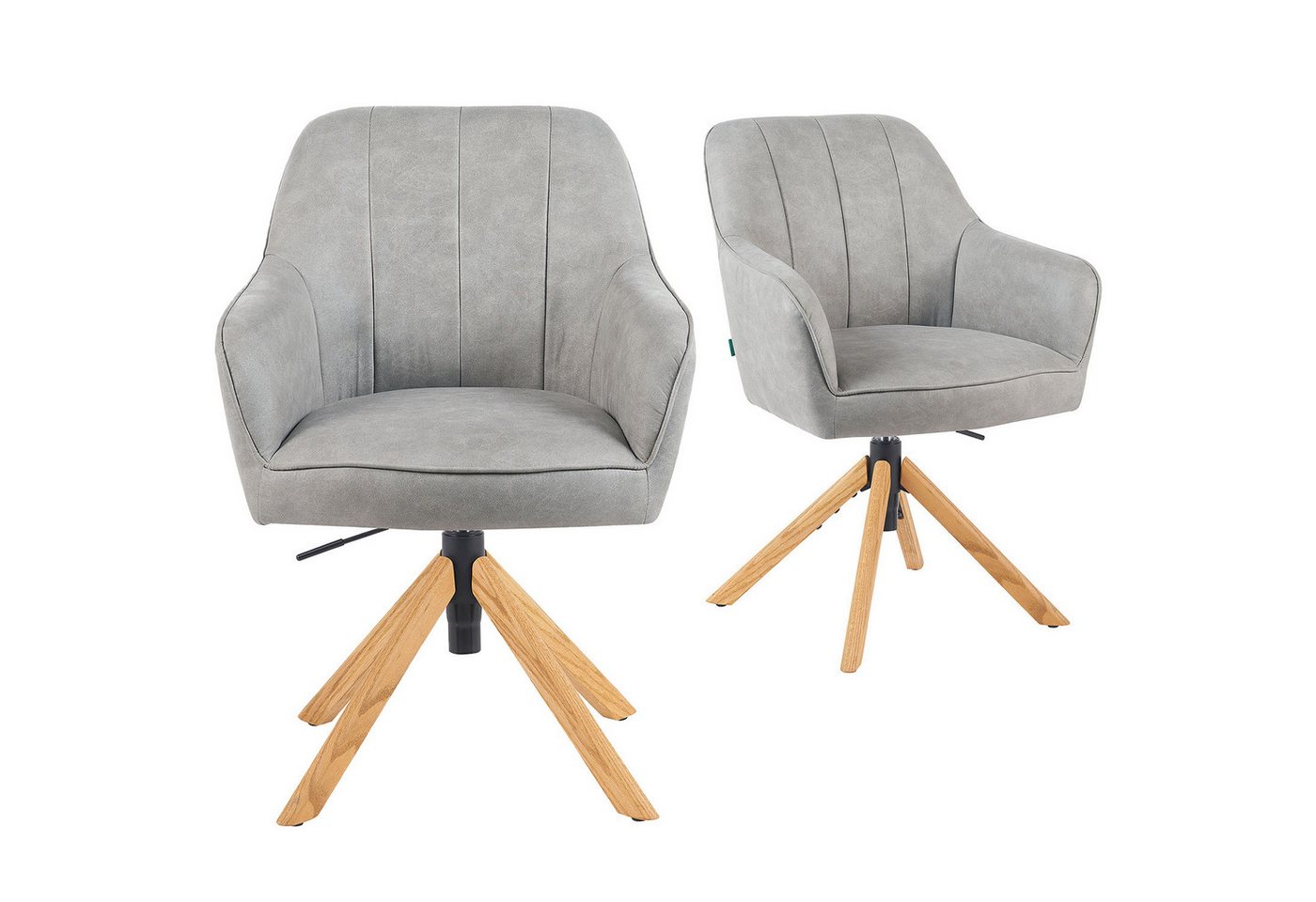 DUBI Möbel Drehstuhl Mika-Jaro 2er-Set, Federkern, Eiche geölt, 360° drehbar & höhenverstellbar im 2er-Set von DUBI Möbel