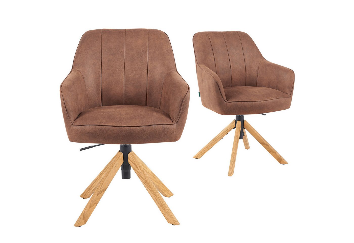 DUBI Möbel Drehstuhl Mika-Jaro 2er-Set, Federkern, Eiche geölt, 360° drehbar & höhenverstellbar im 2er-Set von DUBI Möbel