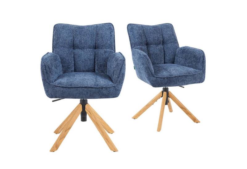 DUBI Möbel Drehstuhl Mika-Keno 2er-Set, Federkern, Eiche geölt, 360° drehbar & höhenverstellbar im 2er-Set von DUBI Möbel