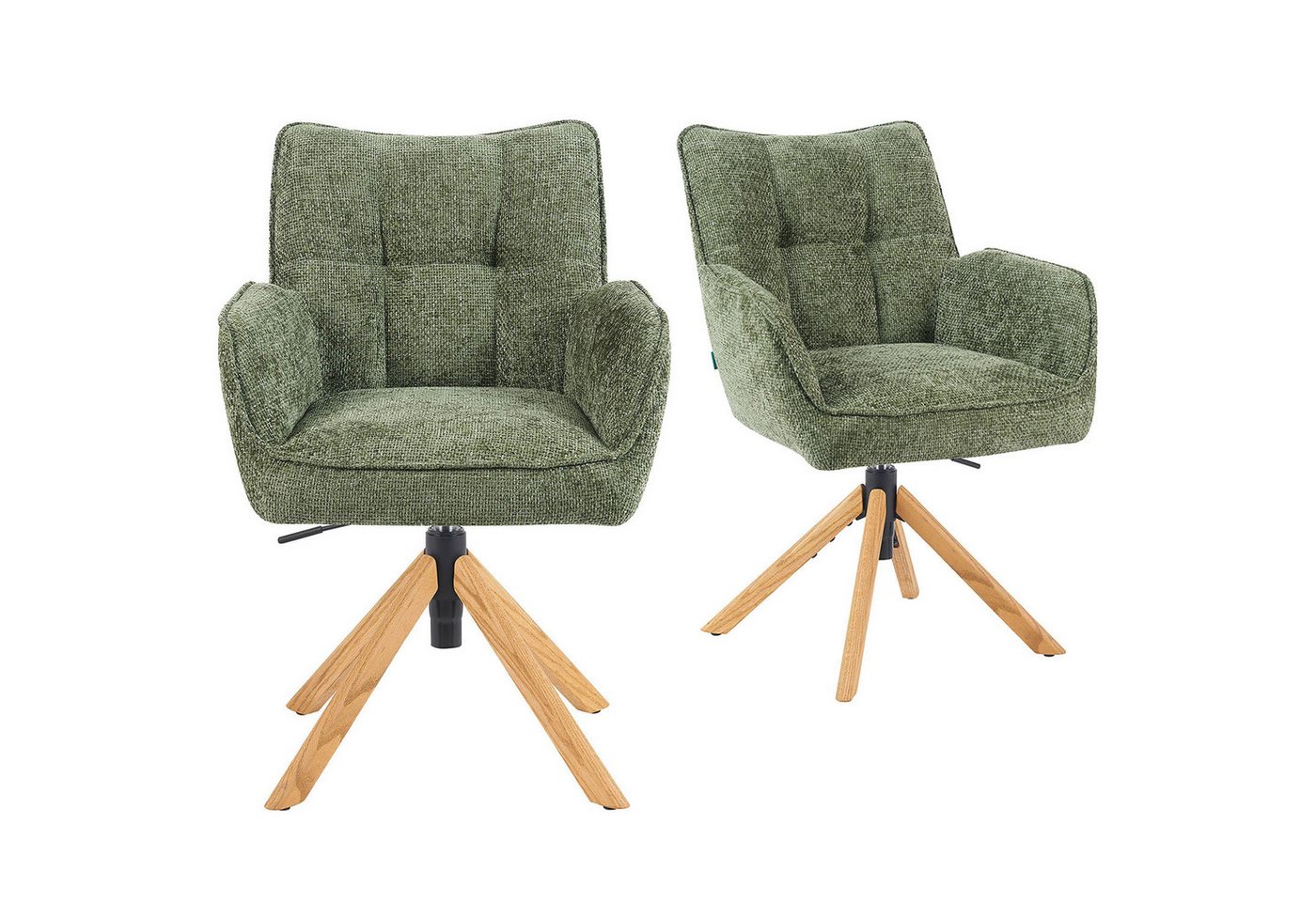 DUBI Möbel Drehstuhl Mika-Keno 2er-Set, Federkern, Eiche geölt, 360° drehbar & höhenverstellbar im 2er-Set DUBI Möbel Drehstuhl Mika-Keno 2er-Set, Federkern, Eiche geölt, 360° drehbar & höhenverstellbar im 2er-Set von DUBI Möbel
