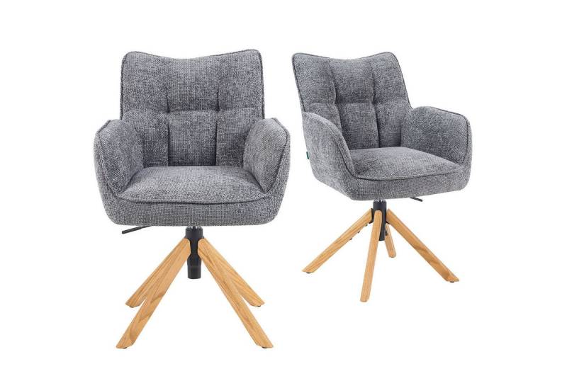 DUBI Möbel Drehstuhl Mika-Keno 2er-Set, Federkern, Eiche geölt, 360° drehbar & höhenverstellbar im 2er-Set von DUBI Möbel