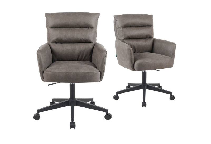 DUBI Möbel Bürostuhl Mika-Riko 2er-Set, Federkern, 360° drehbar, höhenverstellbar, mit 5 Rollen im 2er-Set von DUBI Möbel