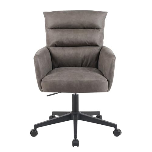DUBI Möbel Bürostuhl Mika-Riko, Taupe, Gestell mit Rollen 360° drehbar, höhenverstellbar, pulverbeschichtet Matt-Schwarz von DUBI Möbel
