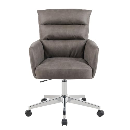 DUBI Möbel Bürostuhl Mika-Svenja, Taupe, Gestell mit Rollen 360° drehbar, höhenverstellbar, Chrom von DUBI Möbel