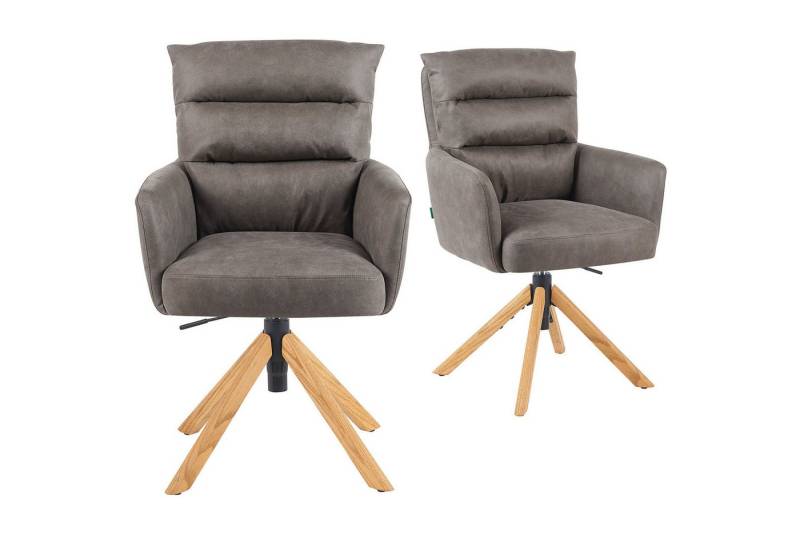 DUBI Möbel Bürostuhl Mika-Tesa 2er-Set, Federkern, Eiche geölt, 360° drehbar & höhenverstellbar im 2er-Set von DUBI Möbel