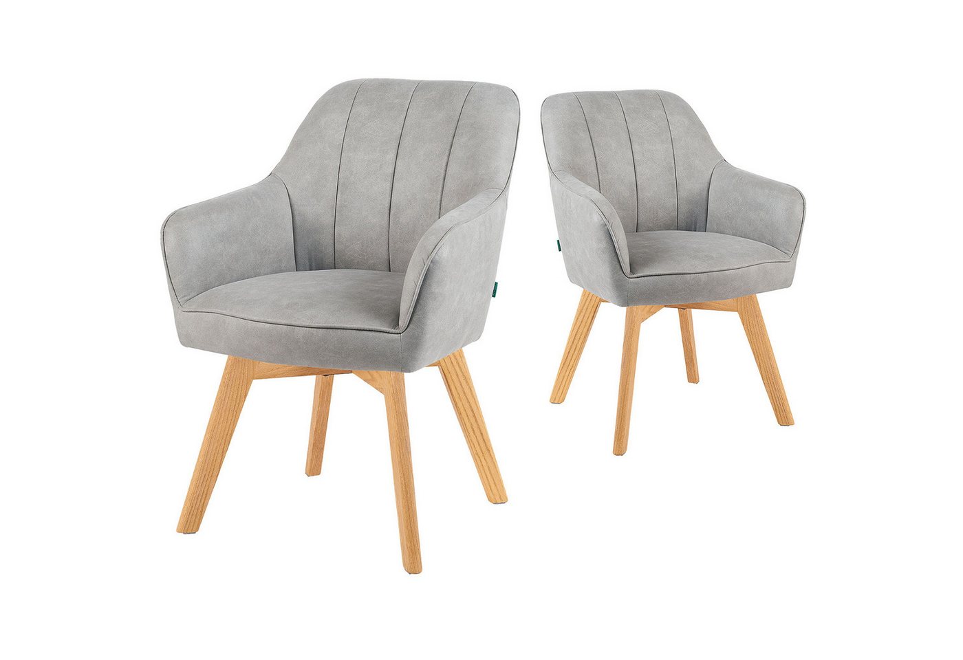 DUBI Möbel Drehstuhl Mika-Enno 2er-Set, Federkern, Eiche geölt, 360° drehbar im 2er-Set von DUBI Möbel
