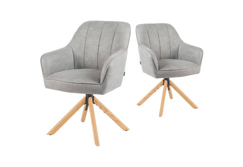 DUBI Möbel Drehstuhl Mika-Levi 2er-Set, Federkern, Eiche geölt, 360° drehbar, Rückstellfunktion im 2er-Set von DUBI Möbel
