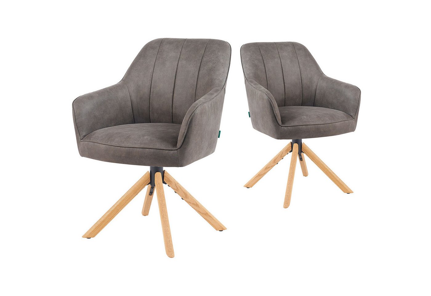 DUBI Möbel Drehstuhl Mika-Levi 2er-Set, Federkern, Eiche geölt, 360° drehbar, Rückstellfunktion im 2er-Set DUBI Möbel Drehstuhl Mika-Levi 2er-Set, Federkern, Eiche geölt, 360° drehbar, Rückstellfunktion im 2er-Set von DUBI Möbel