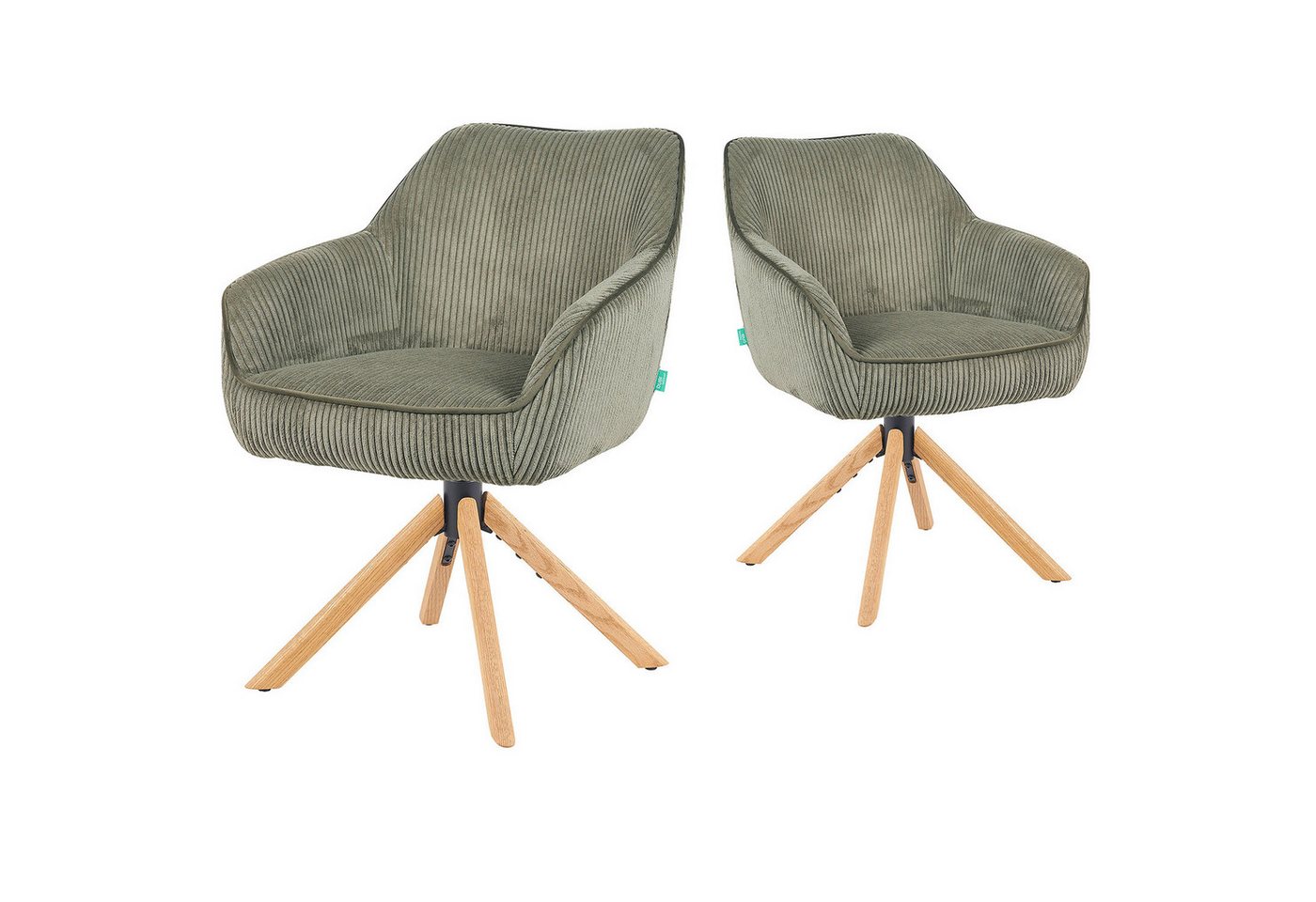 DUBI Möbel Drehstuhl Mika-Luis 2er-Set, Federkern, Eiche geölt, 360° drehbar, Rückstellfunktion im 2er-Set DUBI Möbel Drehstuhl Mika-Luis 2er-Set, Federkern, Eiche geölt, 360° drehbar, Rückstellfunktion im 2er-Set von DUBI Möbel