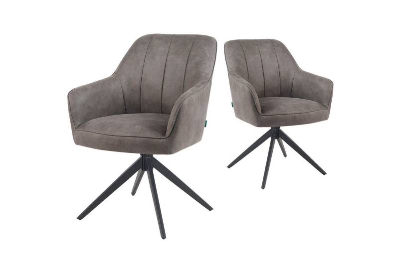 DUBI Möbel Drehstuhl Mika-Timo 2er-Set, Federkern, pulverbeschichtet, 360° drehbar im 2er-Set von DUBI Möbel