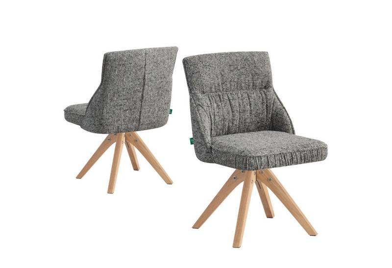 DUBI Möbel Drehstuhl TALINA, 360° drehbar Massivholz Eiche Natur 2er-Set von DUBI Möbel