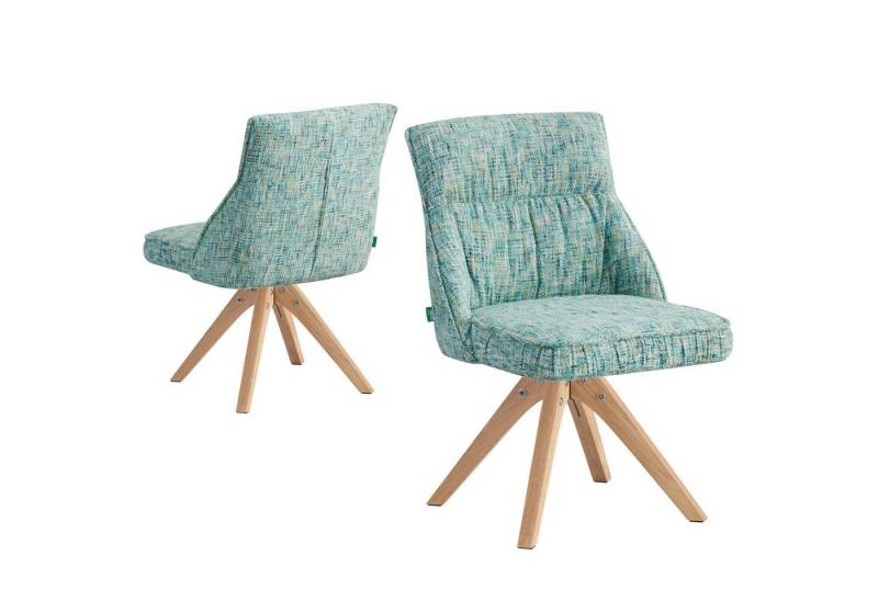 DUBI Möbel Drehstuhl TALINA, 360° drehbar Massivholz Eiche Natur 2er-Set von DUBI Möbel