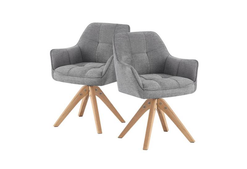 DUBI Möbel Drehstuhl THOMAS-LINA, 360° drehbar Massivholz Eiche Natur 2er-Set von DUBI Möbel