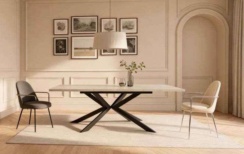 DUBI Möbel Esstisch MALTE, Metallgestell, ausziehbar, 140-180-220cm, 2 Einlegeplatten 4-8 Pers. von DUBI Möbel