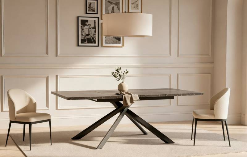 DUBI Möbel Esstisch MALTE, Metallgestell, ausziehbar, 140-180-220cm, 2 Einlegeplatten 4-8 Pers. von DUBI Möbel