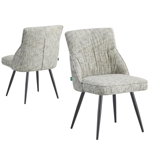DUBI Möbel Esszimmerstuhl Alessia 2er Set | Polsterstuhl mit Metallbeinen für Küche, Wohnzimmer, Esszimmer Büro | modern Design | Hellgrau, 2 Stück, 21107-ANO19-B04 von DUBI Möbel