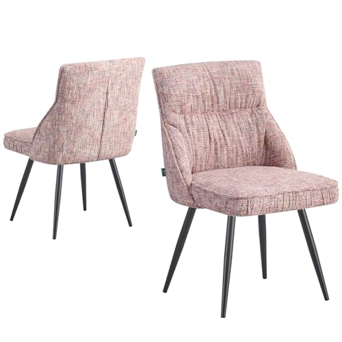 DUBI Möbel Esszimmerstuhl Alessia 2er Set | Polsterstuhl mit Metallbeinen für Küche, Wohnzimmer, Esszimmer Büro | modern Design | Rosa, 2 Stück, 21107-ANO07-B04 von DUBI Möbel