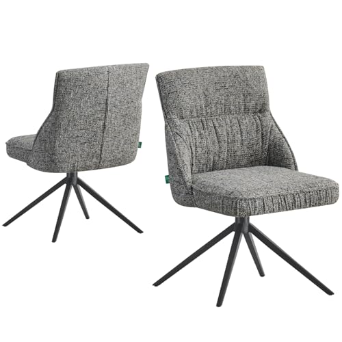 DUBI Möbel Esszimmerstuhl MIRELA 2er Set | Polsterstuhl drehbar mit Rückholfunktion für Küche, Wohnzimmer, Esszimmer Büro | modernesl Design | Dunkelgrau, 2 Stück, 21107-ANO21-B05 von DUBI Möbel