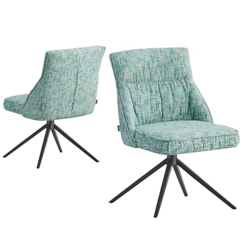 DUBI Möbel Esszimmerstuhl MIRELA 2er Set | Polsterstuhl drehbar mit Rückholfunktion für Küche, Wohnzimmer, Esszimmer Büro | modernesl Design | Türkis, 2 Stück, 21107-ANO14-B05 von DUBI Möbel