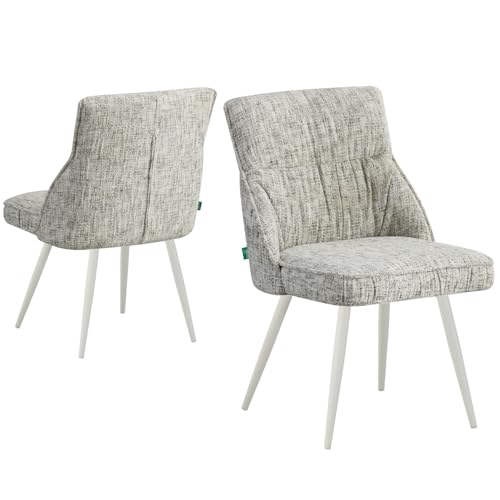 DUBI Möbel Esszimmerstuhl Melina 2er Set | Polsterstuhl mit Metallbeinen für Küche, Wohnzimmer, Esszimmer Büro | modern Design | Hellgrau, 2 Stück, 21107-ANO19-B07 von DUBI Möbel