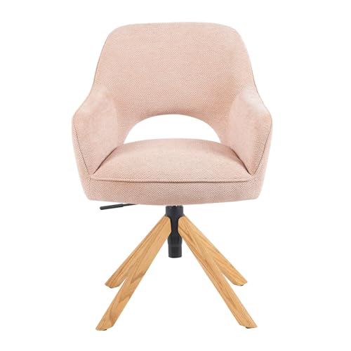 DUBI Möbel Esszimmerstuhl Mika-Amia, Rosa, Gestell 360° drehbar, höhenverstellbar, Eiche geölt Natur von DUBI Möbel