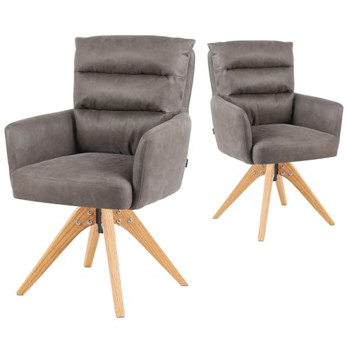 DUBI Möbel Esszimmerstuhl Mika-Juna, Taupe, Gestell 360° drehbar Eiche geölt Natur von DUBI Möbel