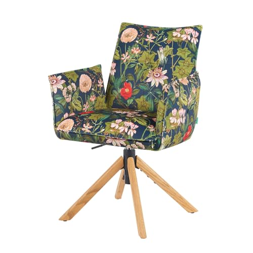 DUBI Möbel Esszimmerstuhl Mika-Leya, Blumen, Gestell 360° drehbar, höhenverstellbar, Eiche geölt Natur von DUBI Möbel