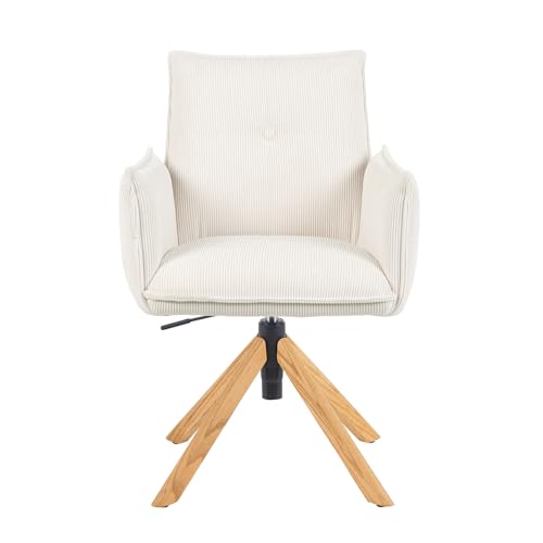 DUBI Möbel Esszimmerstuhl Mika-Leya, Creme, Gestell 360° drehbar, höhenverstellbar, Eiche geölt Natur DUBI Möbel Esszimmerstuhl Mika-Leya, Creme, Gestell 360° drehbar, höhenverstellbar, Eiche geölt Natur von DUBI Möbel