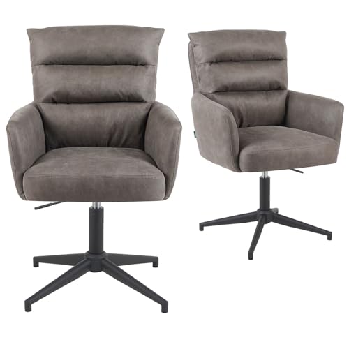 DUBI Möbel 2er Set Esszimmerstühle höhenverstellbar, Bürostühle, Konferenzstühle, 360° drehbar mit Taschenfederkern, ergonomisch gepolstert, modernes Metallgestell, Lederoptik Taupe, Modell Mika-Romy DUBI Möbel 2er Set Esszimmerstühle höhenverstellbar, Bürostühle, Konferenzstühle, 360° drehbar mit Taschenfederkern, ergonomisch gepolstert, modernes Metallgestell, Lederoptik Taupe, Modell Mika-Romy von DUBI Möbel