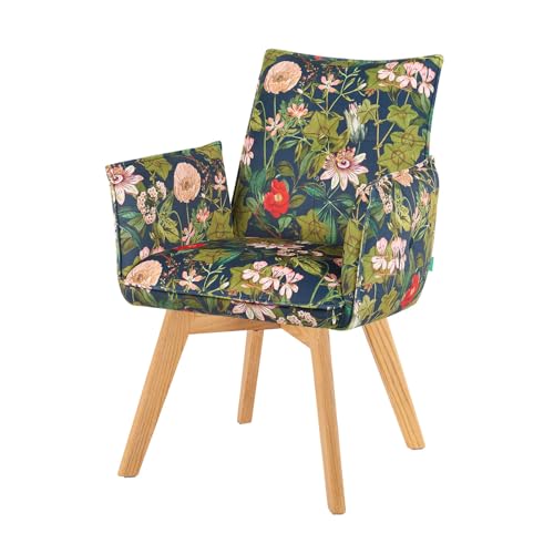 DUBI Möbel Esszimmerstuhl Mika-Tom Armlehnenstuhl – Exklusives Blumen-Design, deutsche Marke, 360° drehbares Eichenholzgestell, schmal & modern, Sitzschale kombinierbar mit Allen DUBI-Gestellen von DUBI Möbel
