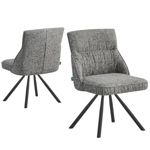 DUBI Möbel Esszimmerstuhl Serina 2er Set | Polsterstuhl drehbar für Küche, Wohnzimmer, Esszimmer Büro | modern Industrial Design | Dunkelgrau, 2 Stück, 21107-ANO07-B01 von DUBI Möbel