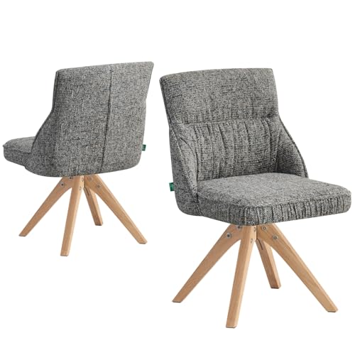 DUBI Möbel Esszimmerstuhl Talina 2er Set | Polsterstuhl drehbar mit Massivholzbeinen für Küche, Wohnzimmer, Esszimmer Büro | skandinavisch Design | Dunkelgrau, 2 Stück, 21107-ANO21-B03 von DUBI Möbel