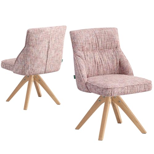 DUBI Möbel Esszimmerstuhl Talina 2er Set | Polsterstuhl drehbar mit Massivholzbeinen für Küche, Wohnzimmer, Esszimmer Büro | skandinavisch Design | Rosa, 2 Stück, 21107-ANO07-B03 von DUBI Möbel