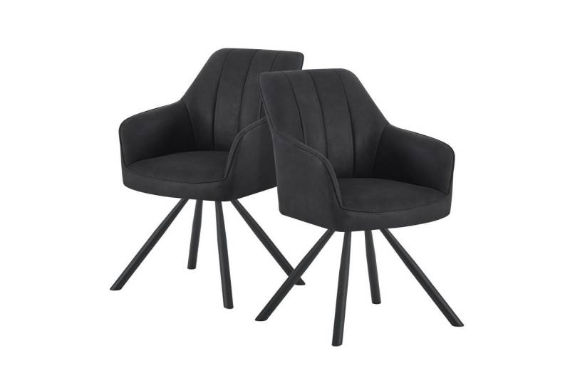 DUBI Möbel Drehstuhl THOMAS-INES, 180° drehbar mit Rückholfunktion 2er-Set von DUBI Möbel