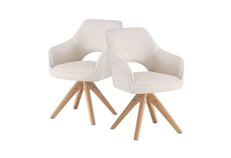 DUBI Möbel Drehstuhl THOMAS-LISA, 360° drehbar Massivholz Eiche Natur 2er-Set von DUBI Möbel