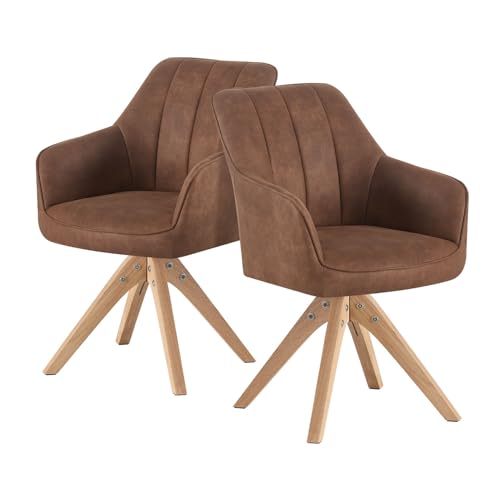 DUBI Möbel Esszimmerstuhl Thomas, Esszimmerstühle drehbar Armlehnstuhl Küchenstuhl Polsterstuhl Schreibtischstuhl Schminkstuhl für Esszimmer Küche Wohnzimmer Büro, Braun, 2 Stück, 21103-YU42-B03 von DUBI Möbel