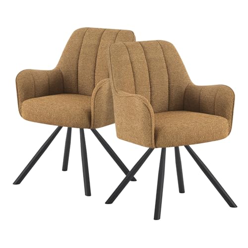 DUBI Möbel Esszimmerstuhl Thomas, Esszimmerstühle drehbar Armlehnstuhl Küchenstuhl Polsterstuhl Schreibtischstuhl Schminkstuhl für Esszimmer Küche Wohnzimmer Büro, Gelb, 2 Stück, 21104-SA273-B01 von DUBI Möbel